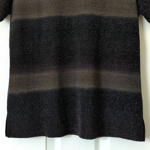 Notations 90's Vintage Metallic Lurex Knit Short Sleeve Crewneck Top Black SP - Picture 6 of 10